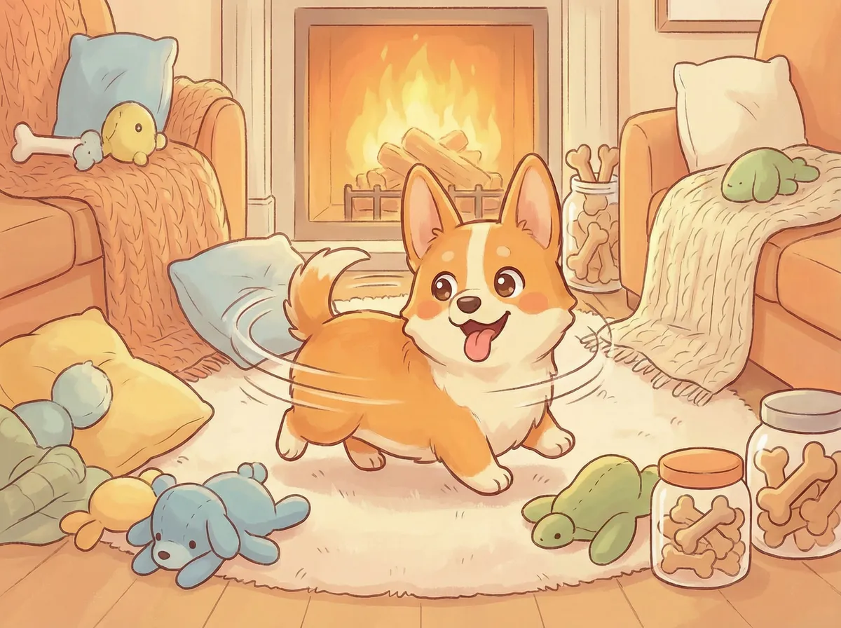 小鲍狗 萌宠视频 - 柯基追尾巴